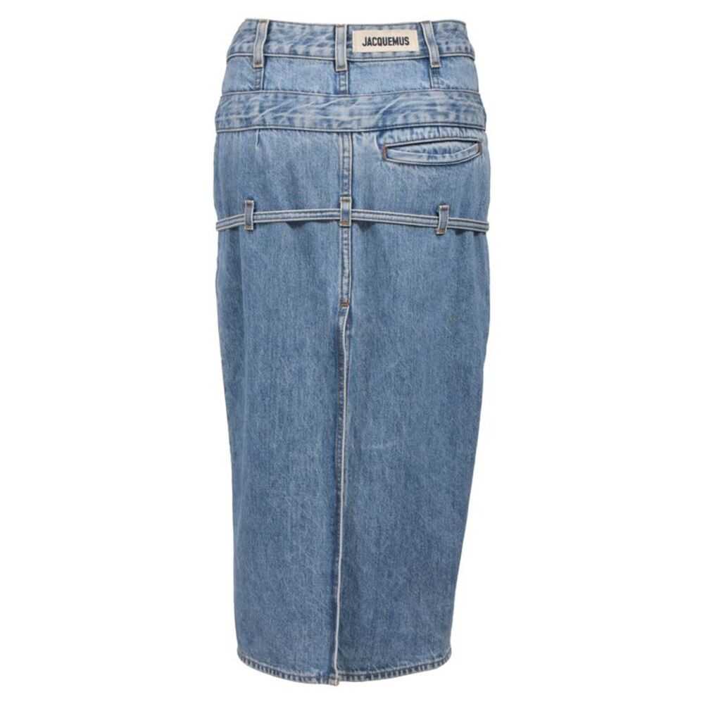 Jacquemus Pencil Skirt in Blue Cotton Denim - Picture 3 of 4